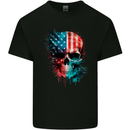 American Flag Skull USA Biker Motorcycle Veteran Kids T-Shirt Childrens Black
