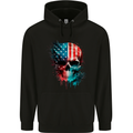 American Flag Skull USA Biker Motorcycle Veteran Mens 80% Cotton Hoodie Black