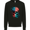 American Flag Skull USA Biker Motorcycle Veteran Mens Sweatshirt Jumper Black