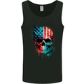 American Flag Skull USA Biker Motorcycle Veteran Mens Vest Tank Top Black