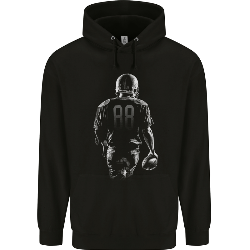 American Football Player Childrens Kids Hoodie Black