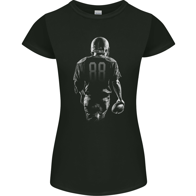American Football Player Womens Petite Cut T-Shirt Black