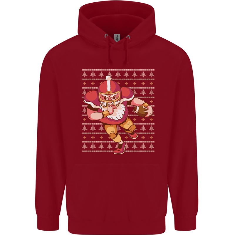 American Football Santa Christmas Xmas Childrens Kids Hoodie Red