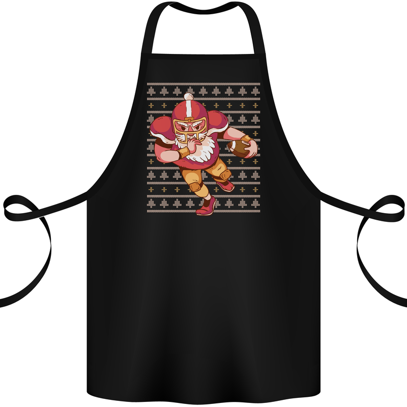 American Football Santa Christmas Xmas Cotton Apron 100% Organic Black