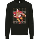 American Football Santa Christmas Xmas Kids Sweatshirt Jumper Black