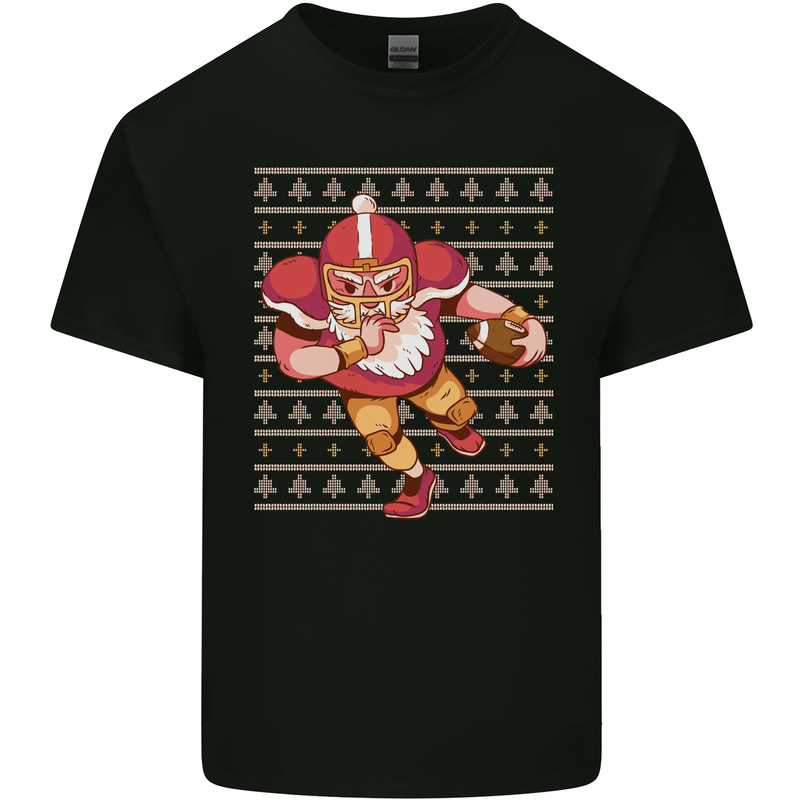 American Football Santa Christmas Xmas Kids T-Shirt Childrens Black
