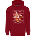 American Football Santa Christmas Xmas Mens 80% Cotton Hoodie Red