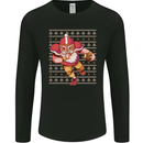 American Football Santa Christmas Xmas Mens Long Sleeve T-Shirt Black