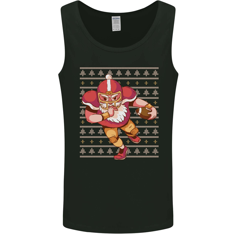 American Football Santa Christmas Xmas Mens Vest Tank Top Black