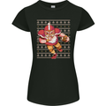American Football Santa Christmas Xmas Womens Petite Cut T-Shirt Black
