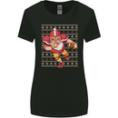 American Football Santa Christmas Xmas Womens Wider Cut T-Shirt Black