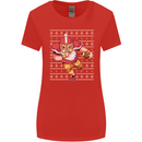 American Football Santa Christmas Xmas Womens Wider Cut T-Shirt Red