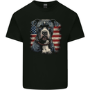 American Pitbul With USA Flag America Dog Kids T-Shirt Childrens Black