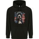 American Pitbul With USA Flag America Dog Mens 80% Cotton Hoodie Black