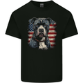American Pitbul With USA Flag America Dog Mens Cotton T-Shirt Tee Top Black