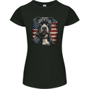 American Pitbul With USA Flag America Dog Womens Petite Cut T-Shirt Black