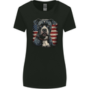 American Pitbul With USA Flag America Dog Womens Wider Cut T-Shirt Black