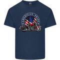 American Pride Motorcycle Biker Chopper Kids T-Shirt Childrens Navy Blue