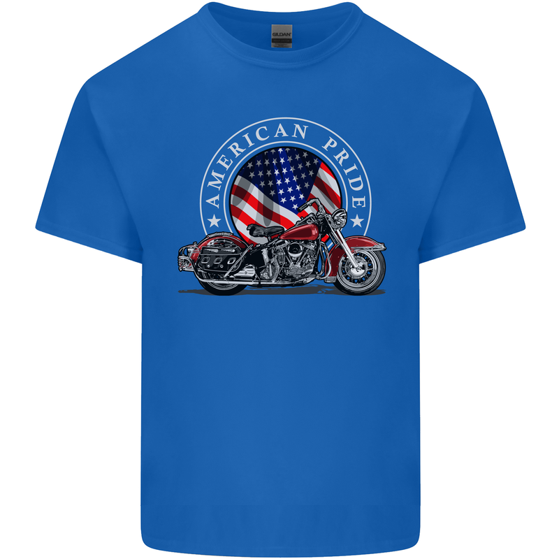 American Pride Motorcycle Biker Chopper Kids T-Shirt Childrens Royal Blue