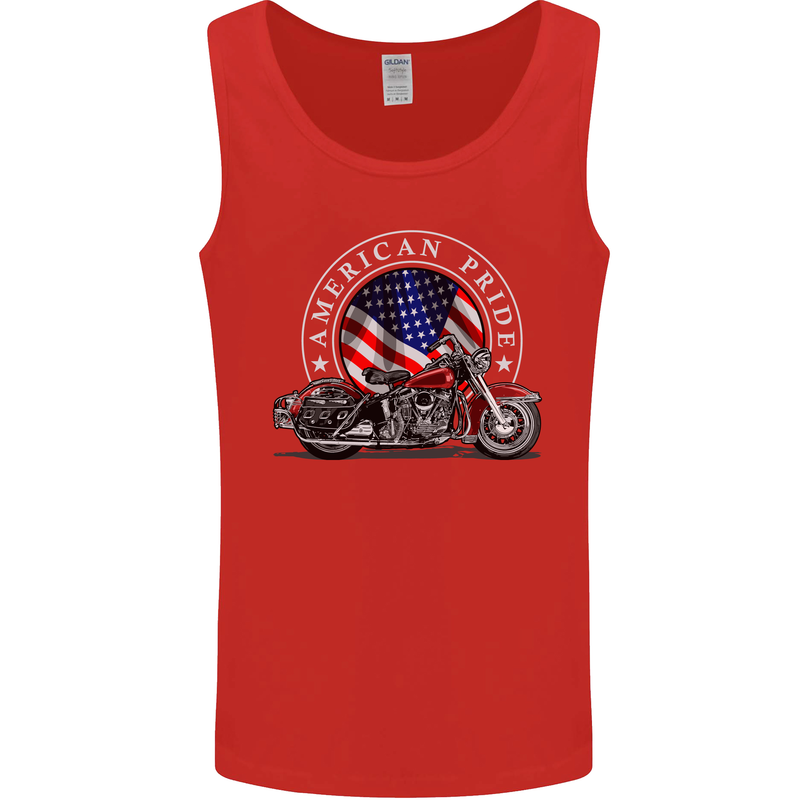 American Pride Motorcycle Biker Chopper Mens Vest Tank Top Red