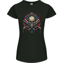 American Skull Shield USA Flag Womens Petite Cut T-Shirt Black