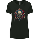 American Skull Shield USA Flag Womens Wider Cut T-Shirt Black