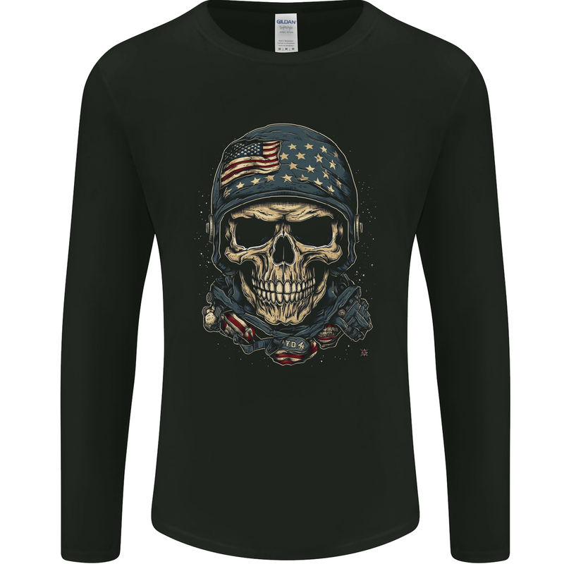 American Skull USA Mens Long Sleeve T-Shirt Black