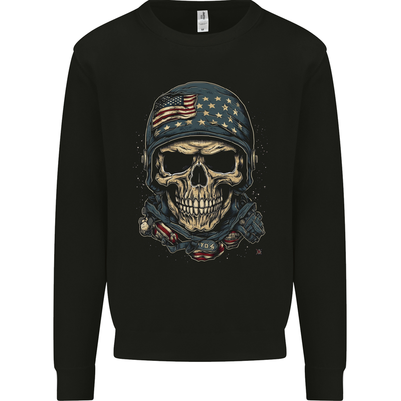 American Skull USA Mens Sweatshirt Jumper Black