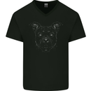 American Staffordshire Terrier Dog Mens V-Neck Cotton T-Shirt Black