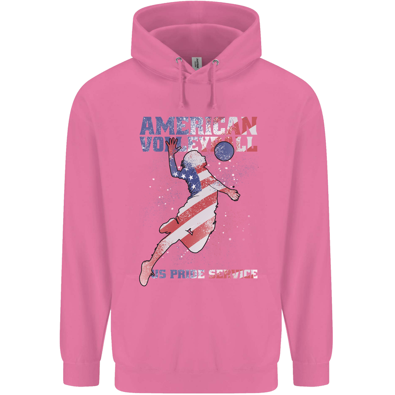American Volleyball Player USA Flag Mens 80% Cotton Hoodie Azelea