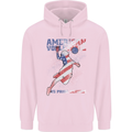 American Volleyball Player USA Flag Mens 80% Cotton Hoodie Light Pink