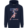 American Volleyball Player USA Flag Mens 80% Cotton Hoodie Navy Blue