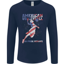 American Volleyball Player USA Flag Mens Long Sleeve T-Shirt Navy Blue