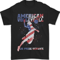 American Volleyball Player USA Flag Mens T-Shirt 100% Cotton Black