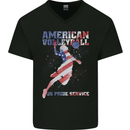 American Volleyball Player USA Flag Mens V-Neck Cotton T-Shirt Black