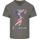 American Volleyball Player USA Flag Mens V-Neck Cotton T-Shirt Charcoal