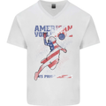 American Volleyball Player USA Flag Mens V-Neck Cotton T-Shirt White