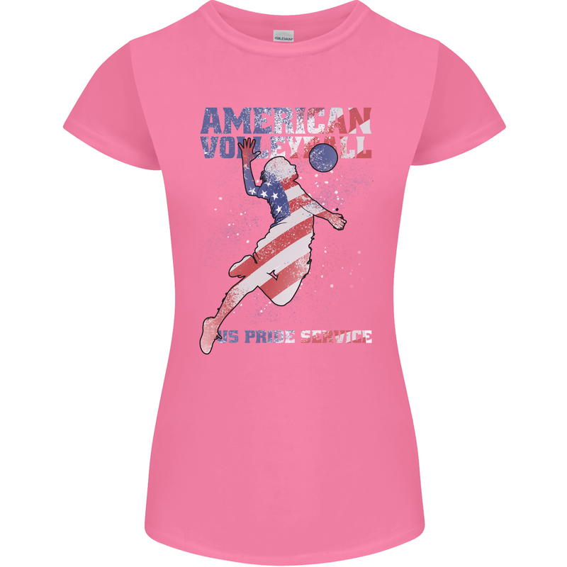 American Volleyball Player USA Flag Womens Petite Cut T-Shirt Azalea