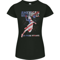 American Volleyball Player USA Flag Womens Petite Cut T-Shirt Black