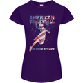 American Volleyball Player USA Flag Womens Petite Cut T-Shirt Purple