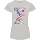 American Volleyball Player USA Flag Womens Petite Cut T-Shirt Sports Grey