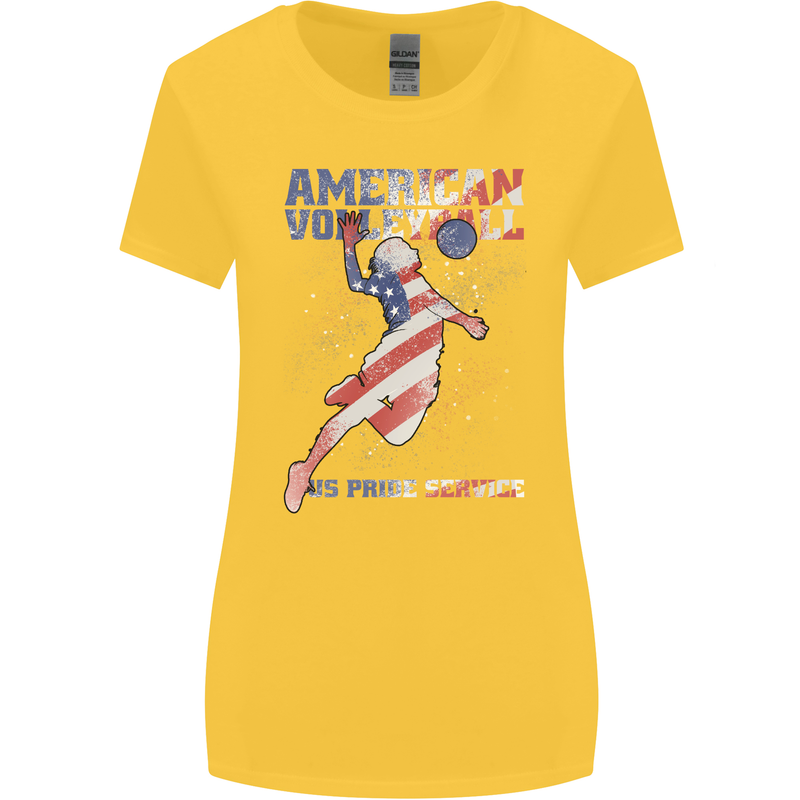 American Volleyball Player USA Flag Womens Wider Cut T-Shirt Yellow