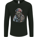 American Zombie USA Flag Halloween Mens Long Sleeve T-Shirt Black