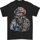 American Zombie USA Flag Halloween Mens T-Shirt 100% Cotton BLACK
