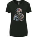 American Zombie USA Flag Halloween Womens Wider Cut T-Shirt Black