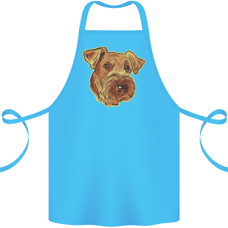 An Airedale Terrier Bingley Waterside Dog Cotton Apron 100% Organic Turquoise