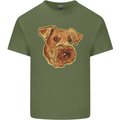 An Airedale Terrier Bingley Waterside Dog Mens Cotton T-Shirt Tee Top Military Green