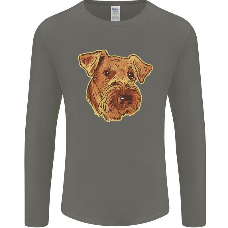 An Airedale Terrier Bingley Waterside Dog Mens Long Sleeve T-Shirt Charcoal