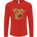 An Airedale Terrier Bingley Waterside Dog Mens Long Sleeve T-Shirt Red