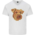 An Airedale Terrier Bingley Waterside Dog Mens V-Neck Cotton T-Shirt White
